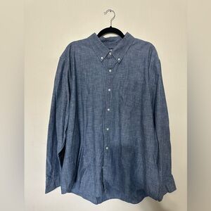 Lands' End Casual Denim Blue Button-Down Shirt
